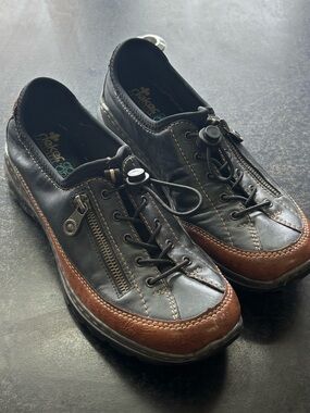 Rieker Antistress MemoSoft WomeLeather Shoes Black Brown Zip Lace EU 40 US 9-9.5